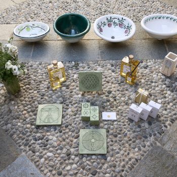 Set 5 collezione prodotti Akasha verde e bianco- piastre verdi
